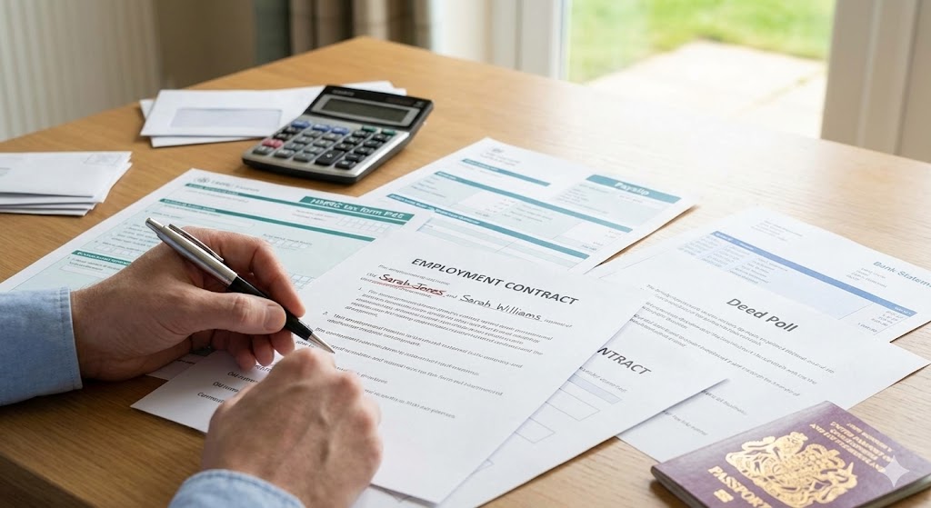 Updating tax payroll and contracts after name change UK