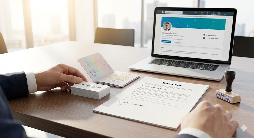 Matching professional name with legal identity UK Deed Poll