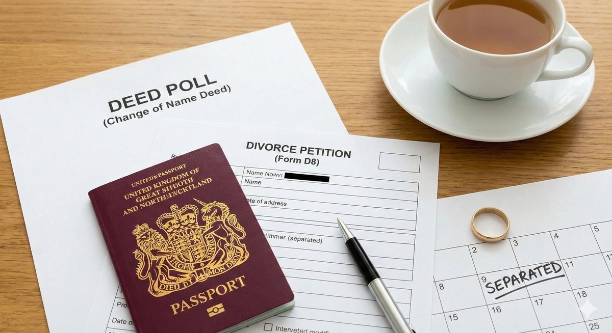 Changing name while separated before divorce is final UK.