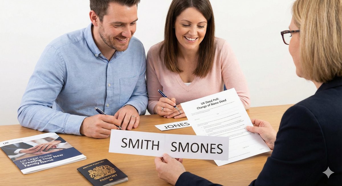 Meshing surnames after marriage to create a new family name UK.