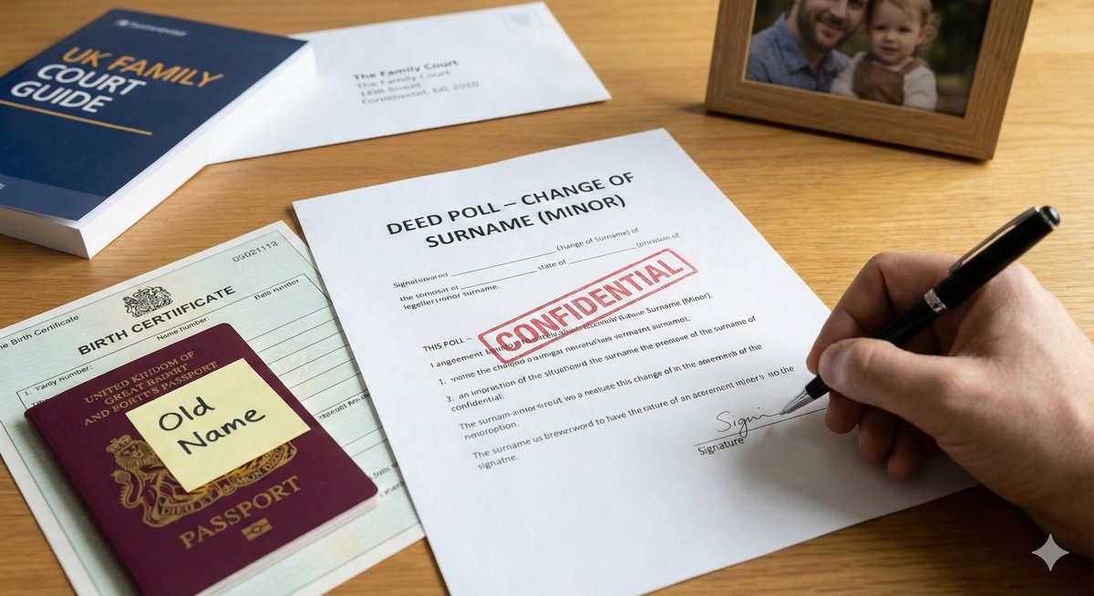 Legally changing a child's surname in the UK with a Deed Poll.