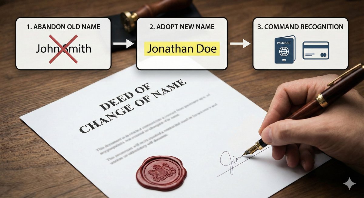 A professional, signed UK Deed Poll document on a desk, illustrating the legal contract and declarations required to change your name.