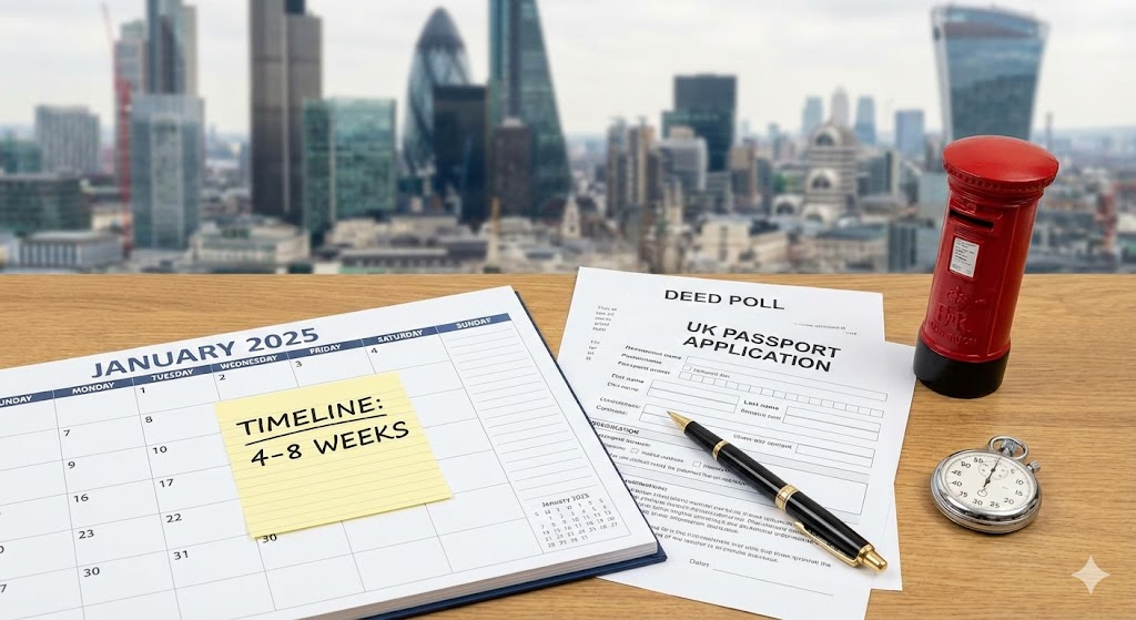 UK name change timeline and processing times for 2025.