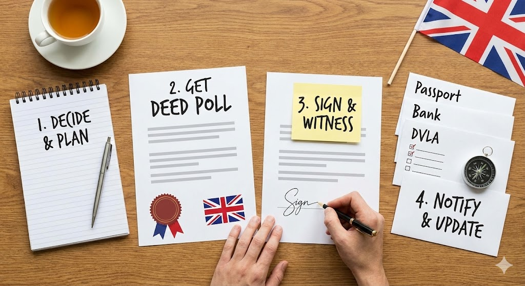 Step-by-step roadmap for changing your name in the UK.