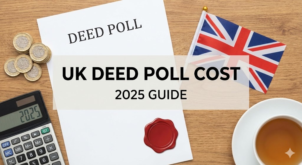 Cost of a UK deed poll and name change fees in 2025.