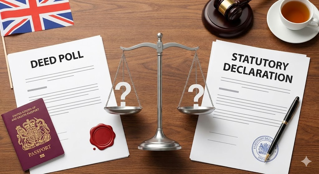 Deed poll vs Statutory Declaration for UK name changes.