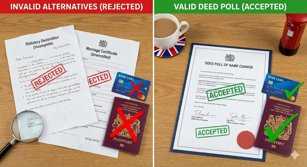 Why DIY deed poll templates and digital signatures are often invalid in the UK.