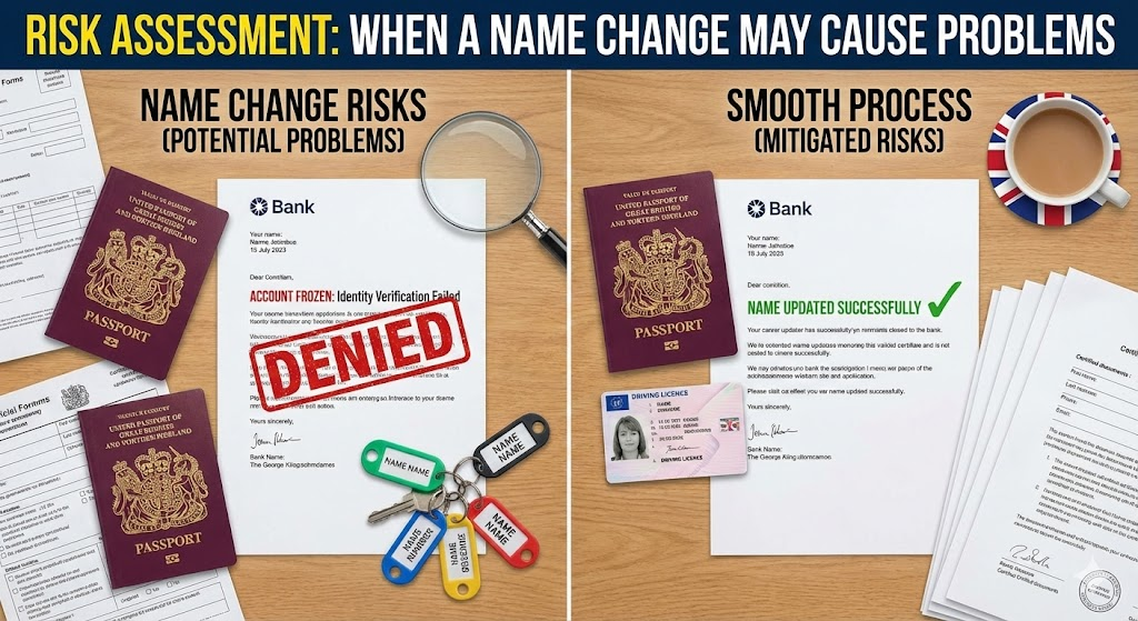 UK name change risk assessment and problem-solving guide.