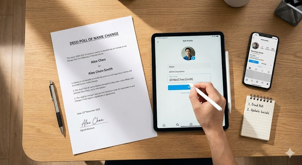 Using a Deed Poll for Digital Identities and Social Media Handles