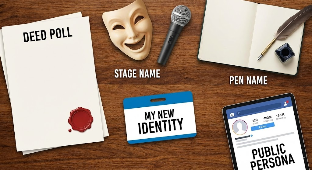 Deed Poll for Stage Names, Pen Names, or Public Personas