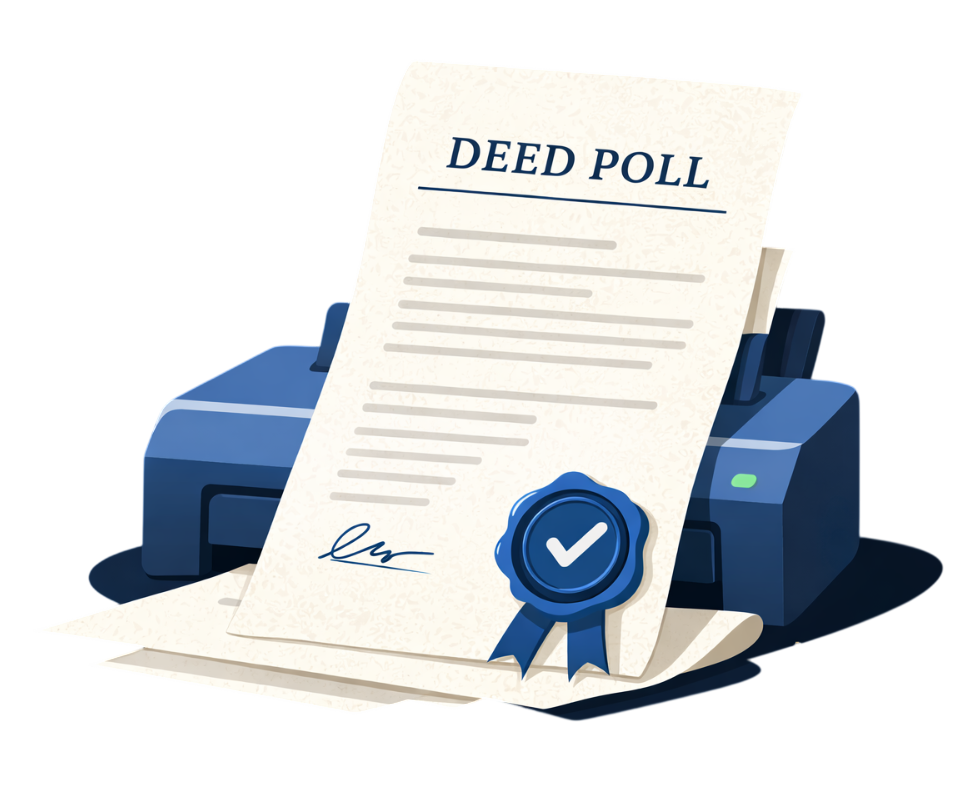 Printed deed poll document