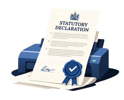 Two printed originals of the declaration, posted out